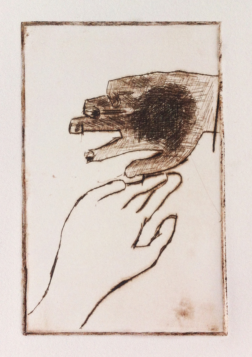 Hands I, drypoint