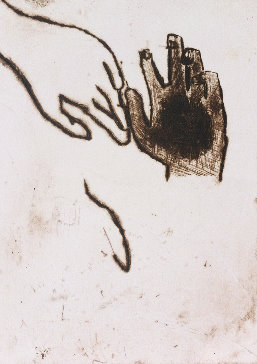 Hands III, drypoint